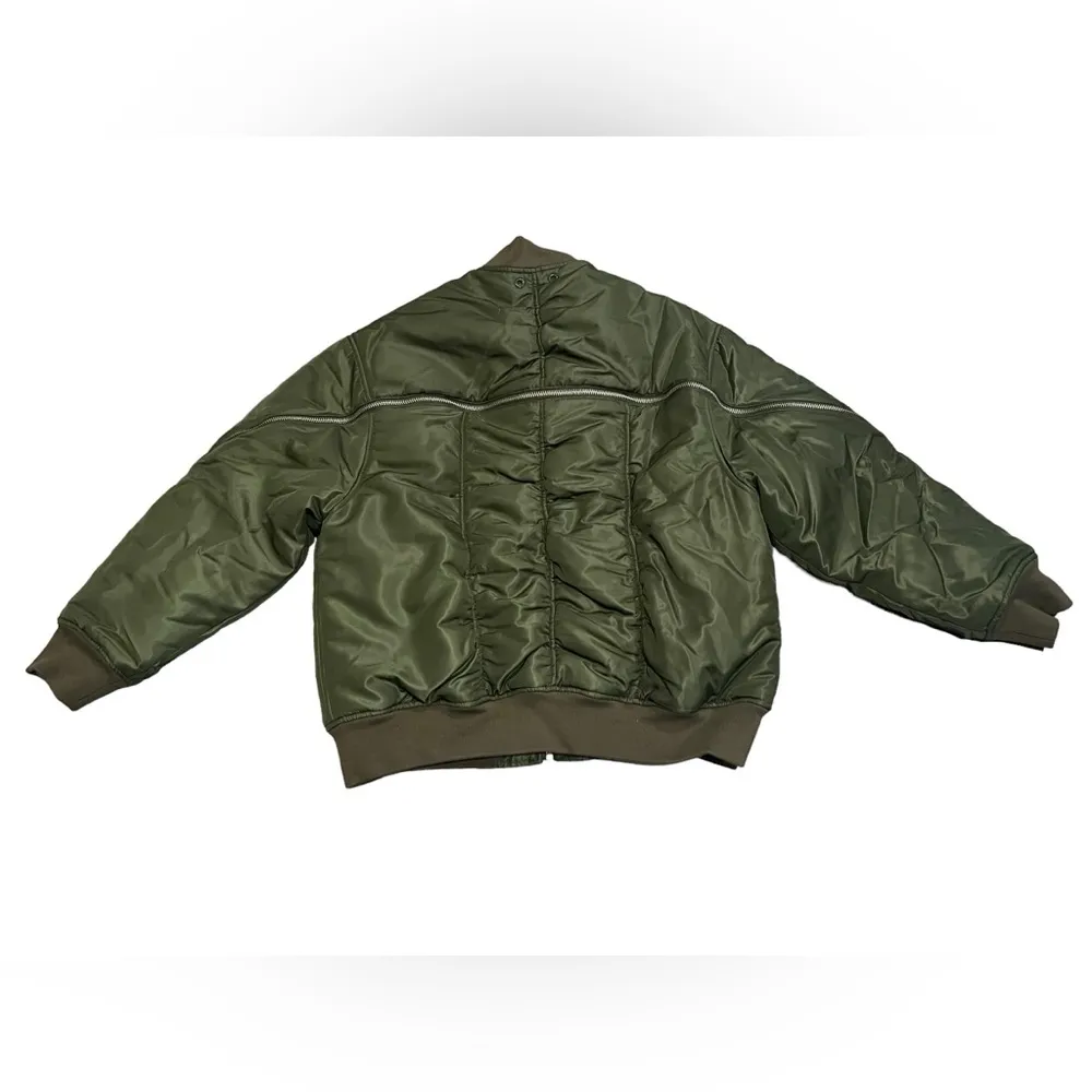 All Saints Scout Ruched Bomber Jacket in Khaki Green, Size L New w/Tag - Image 9