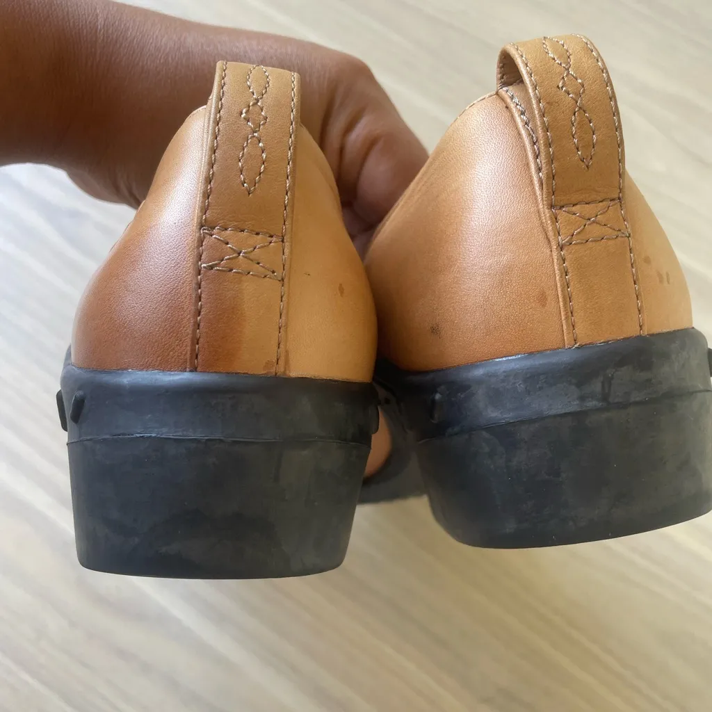 Ariat Tan Leather Slip-On Shoes with Buckle - Image 7
