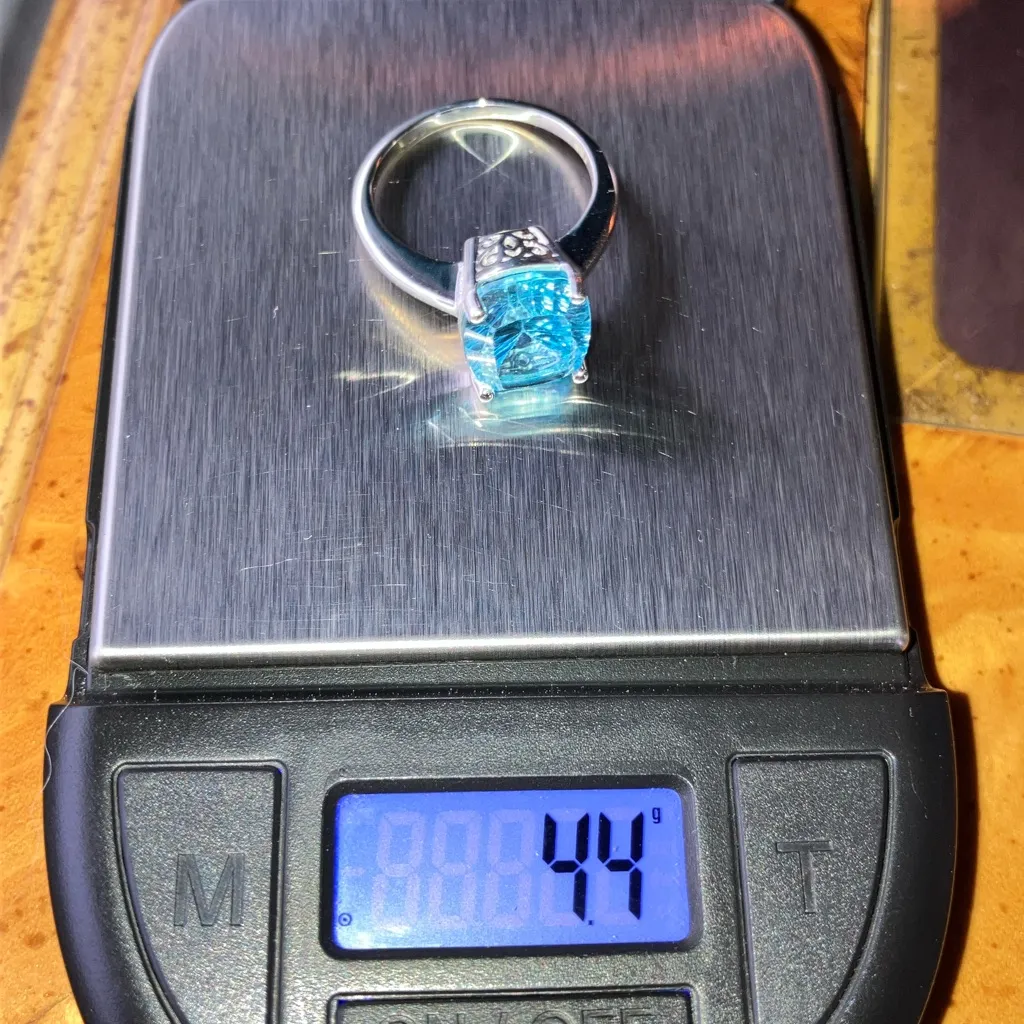 Sky Blue Topaz Sterling Silver Solitaire Ring Size 8 - Image 10