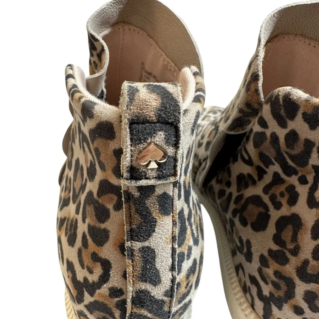 Kate Spade Wilkes Brown Leopard Print Suede Scalloped Wedge Sneaker Size 7.5 - Image 6