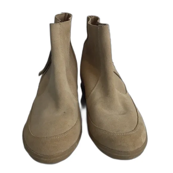 Maiden lane leather suede beige side zip up wedge ankle boots size 8.5 ladies - Image 3