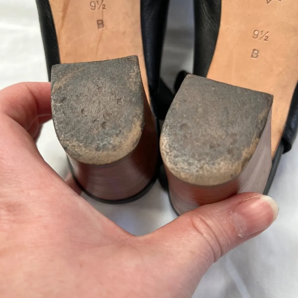 Loeffler Randall Black Leather Peep toe Block Heeled Sandals 9.5 B - Image 11