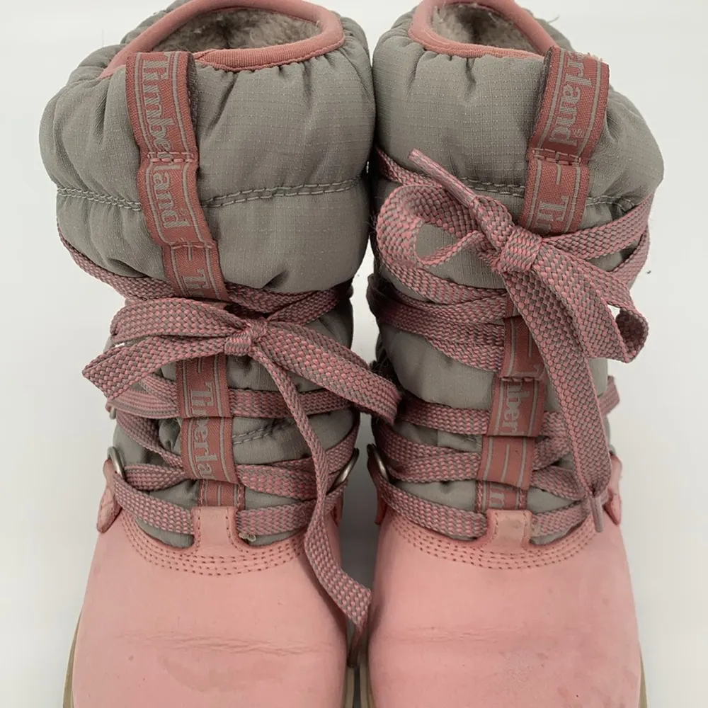 Timberland Pink and Grey Snow Boots Size 5-6 - Image 11
