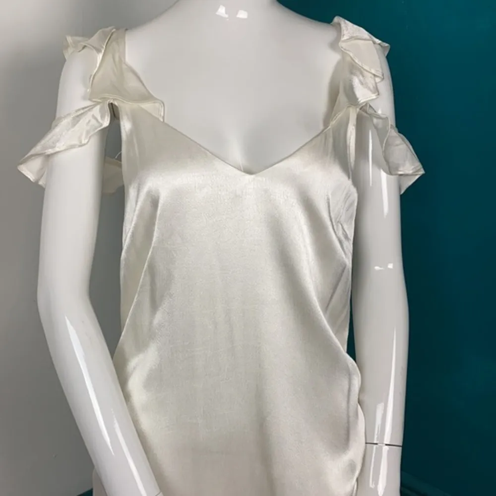 Wayf ivory satin slip dress. Midi small - Image 7