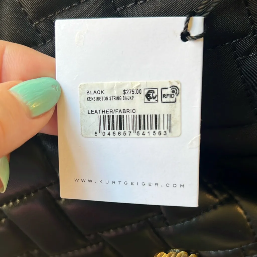 Kurt Geiger Black Quilted Leather Backpack NWT - Image 15