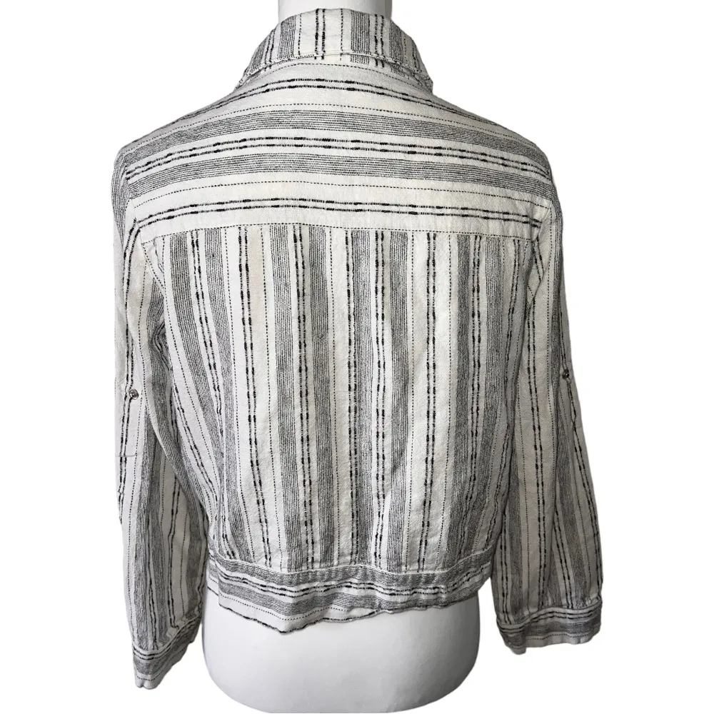 Fate🦎Striped Button Down Jacket🌵 White Size M - Image 2
