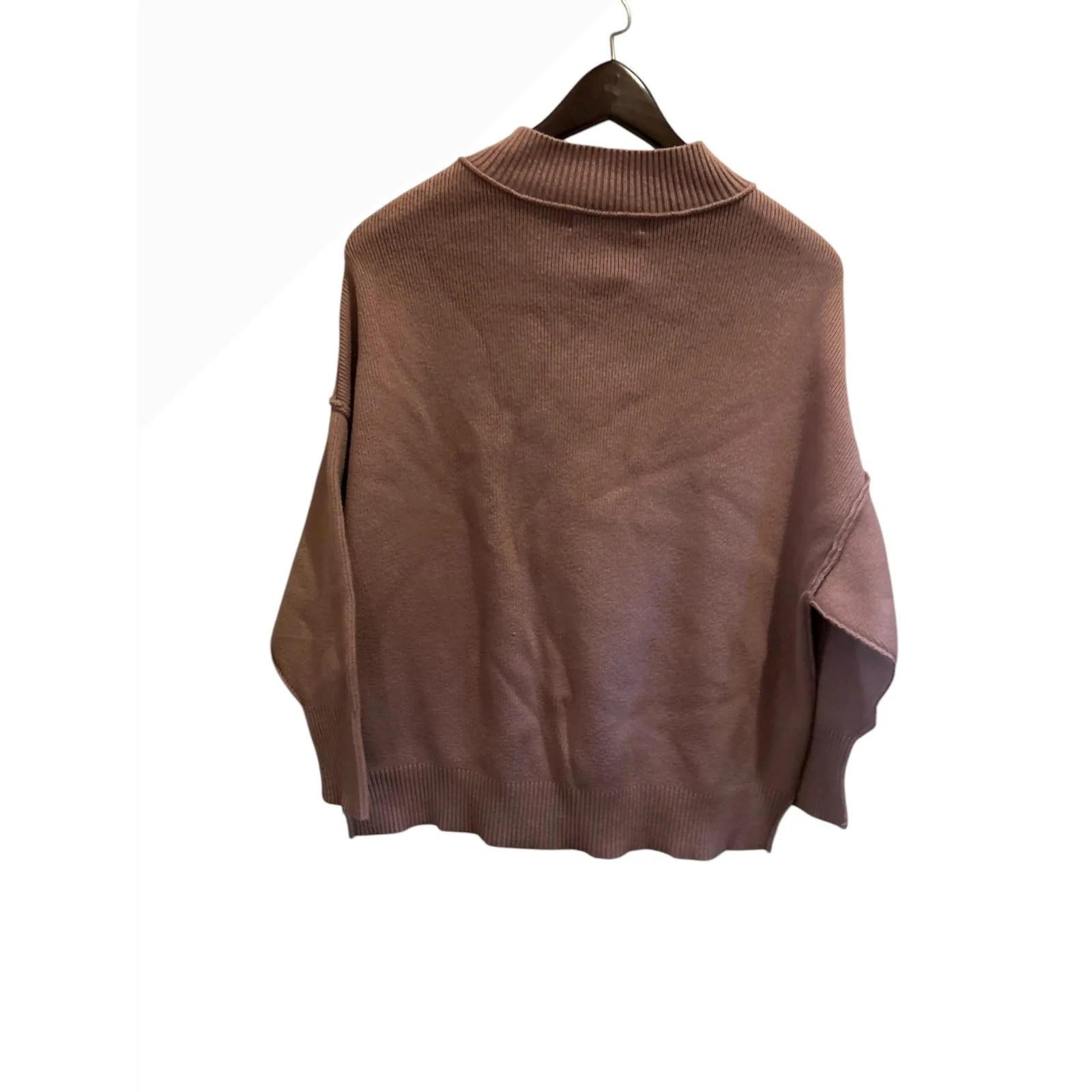 Zesica Mock Neck Dropped Shoulder Knit Sweater Pullover Mauve Taupe Size S Tan - Image 7