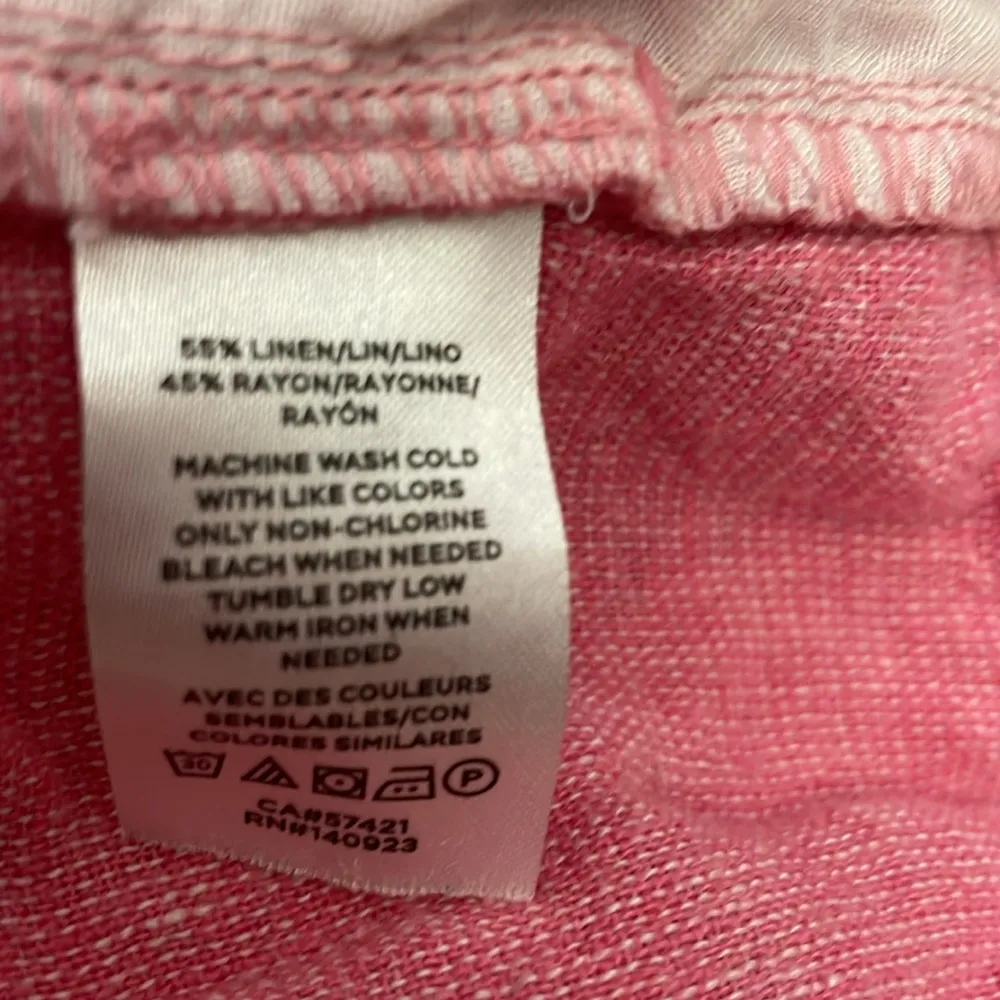 Outlet Pink Linen Elastic Drawstring Waist Pull On Shorts Size Medium - Image 6