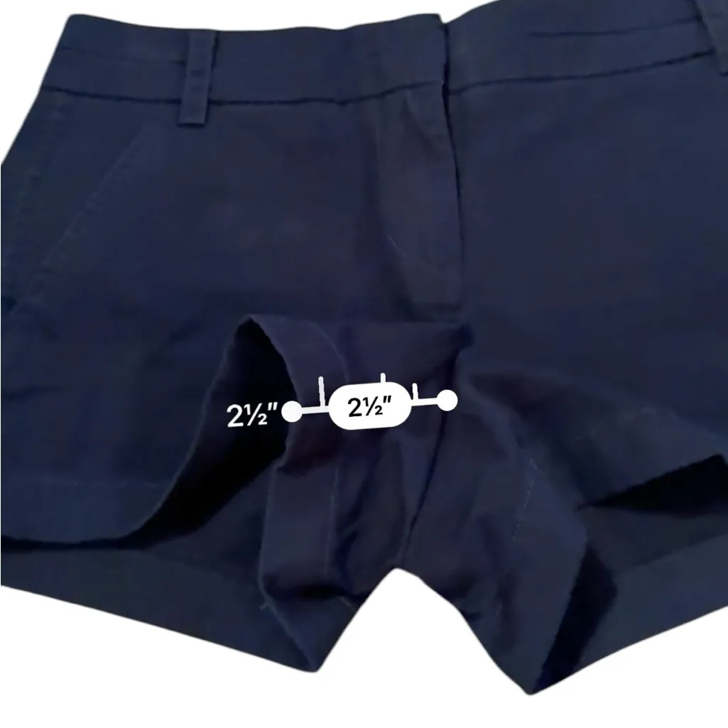 J. Crew Chino 100% Cotton Mid Rise Navy Blue Shorts Sz 2‎ - Image 9