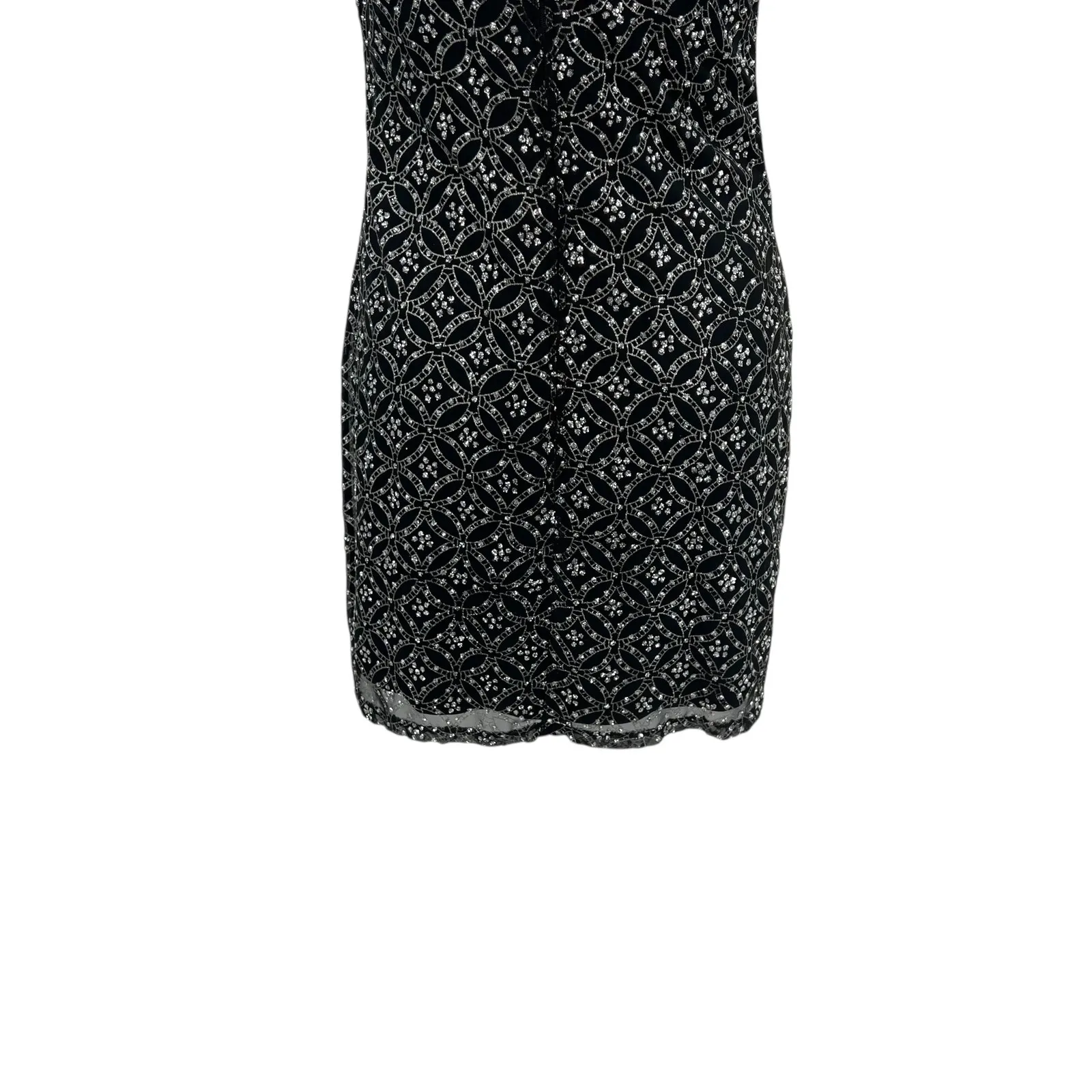 Betsey Johnson Luxe Vintage Slip Dress‎ Mini Glitter Black Gold Size Small - Image 9