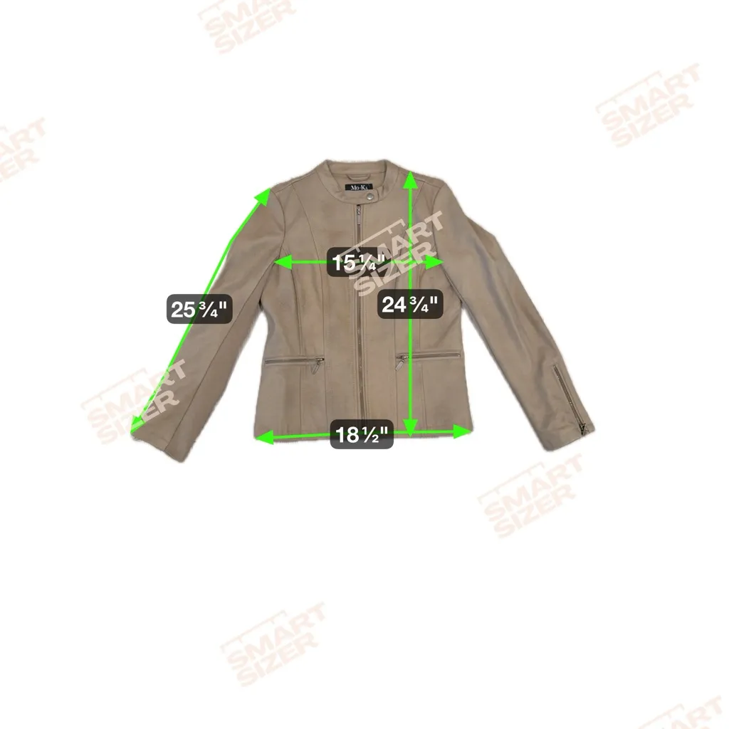 Tan faux Leather Jacket with Tailored Silhouette and Standing Collar - Image 4