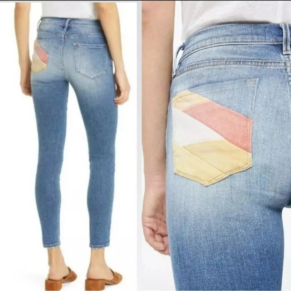Frame Le Skinny De Jeanne Willow Spring Colorful Pocket Jeans Size 27 - Image 2