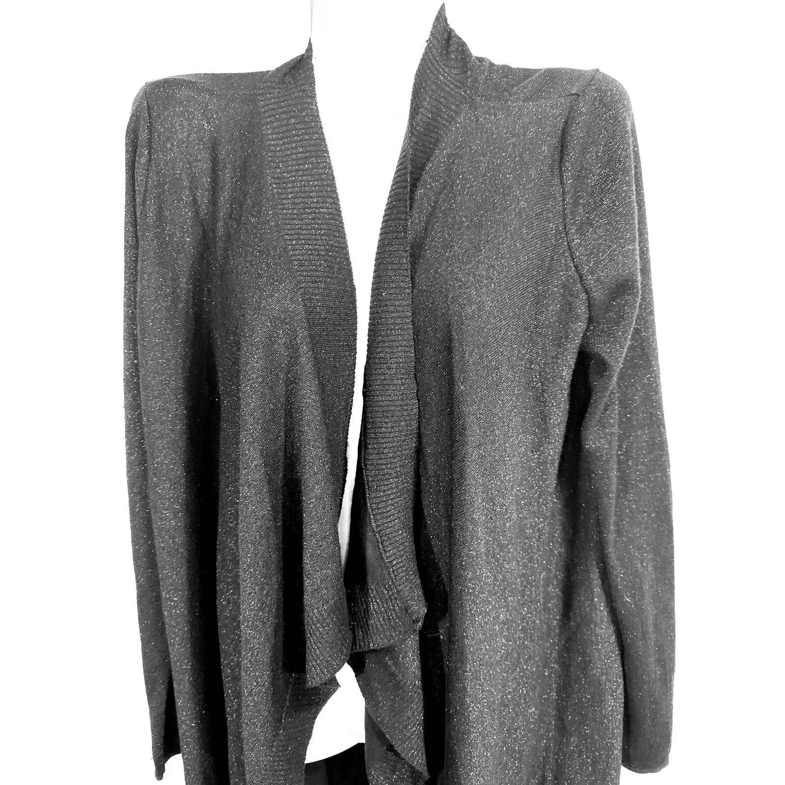 Anthropologie Velvet Silk BLEND Open Black Glitter Cardigan Womens MED Whimsical - Image 2