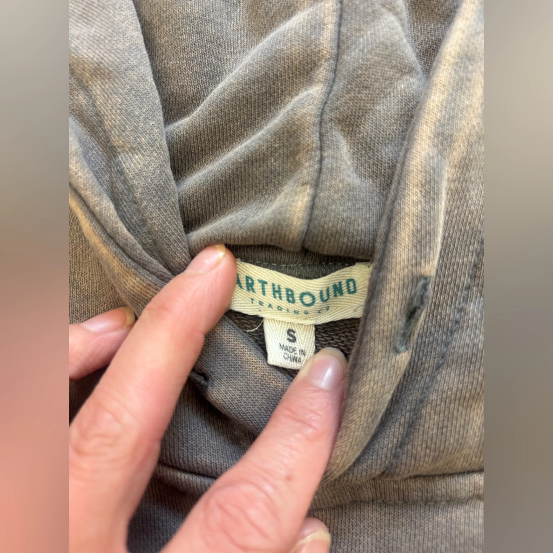 Earthbound Distressed Ombré Cropped Hoodie Boho bohemian peace sign small - Image 4