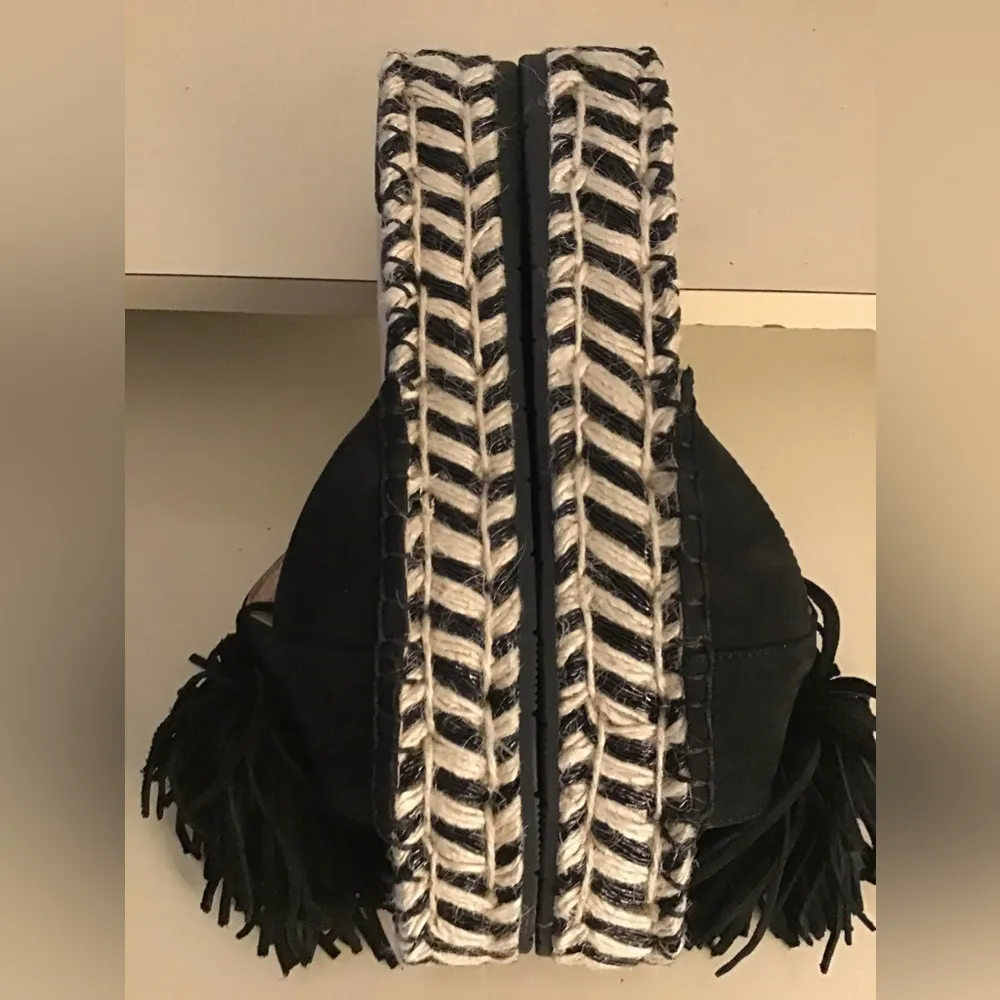 JSlides new with no tag'women black leather espadrilles platform sandals US 7.5 - Image 8