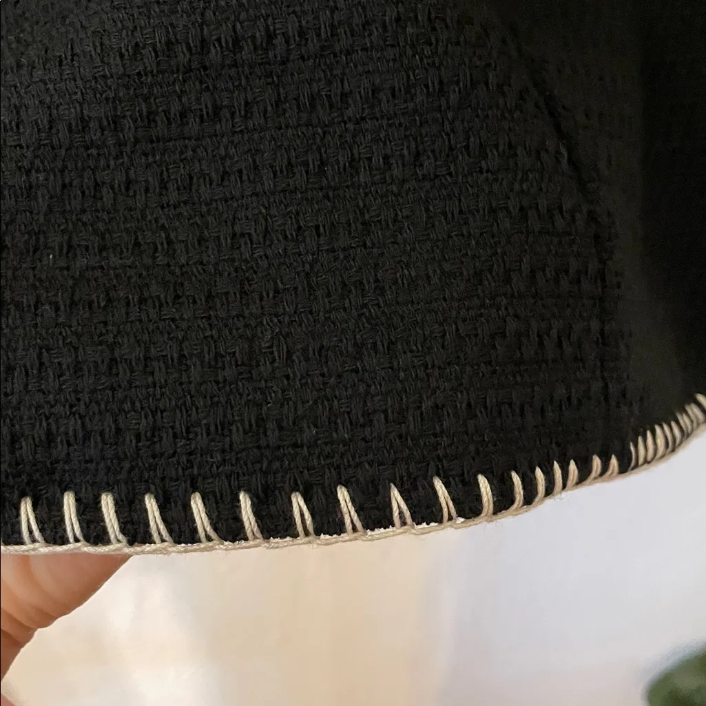 7 For All Mankind TWEED CUT-OUT MINI Black Dress with White Accents Size Large - Image 7