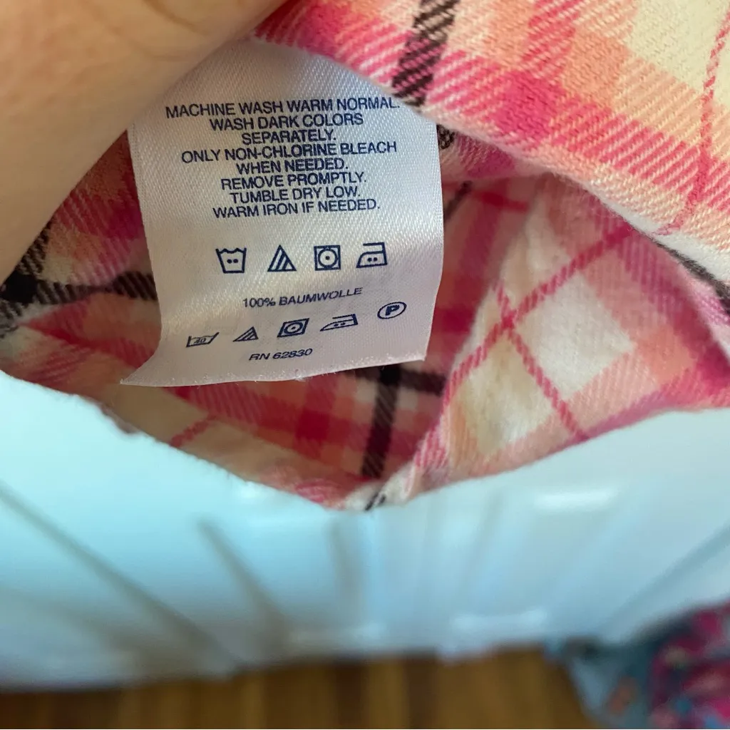 Lands End Women 3XL Pink Plaid Flannel 100% Cotton Button Up - Image 3