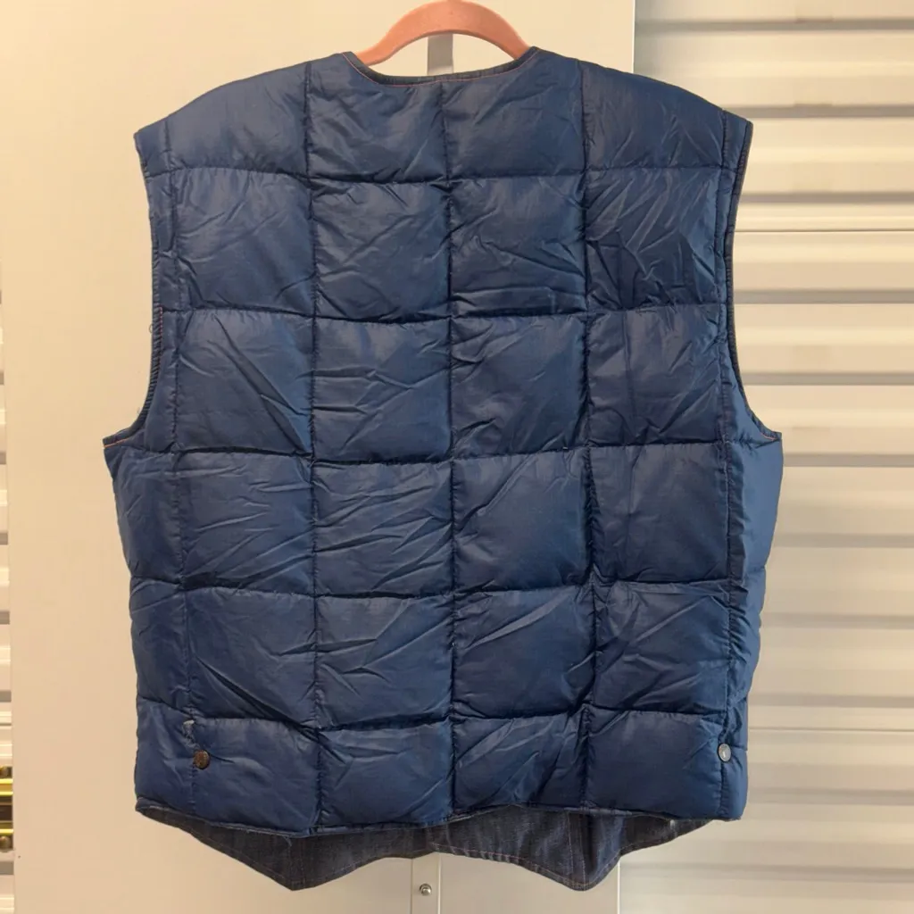 Women's Stearns Blue Reversible Quilted Denim Vest 3X with Orange Stitching - Image 2