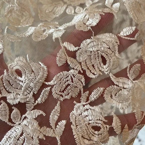 LULUS Jacqueline Champagne Floral Embroidered Backless Midi‎ Dress SIZE SMALL - Image 7