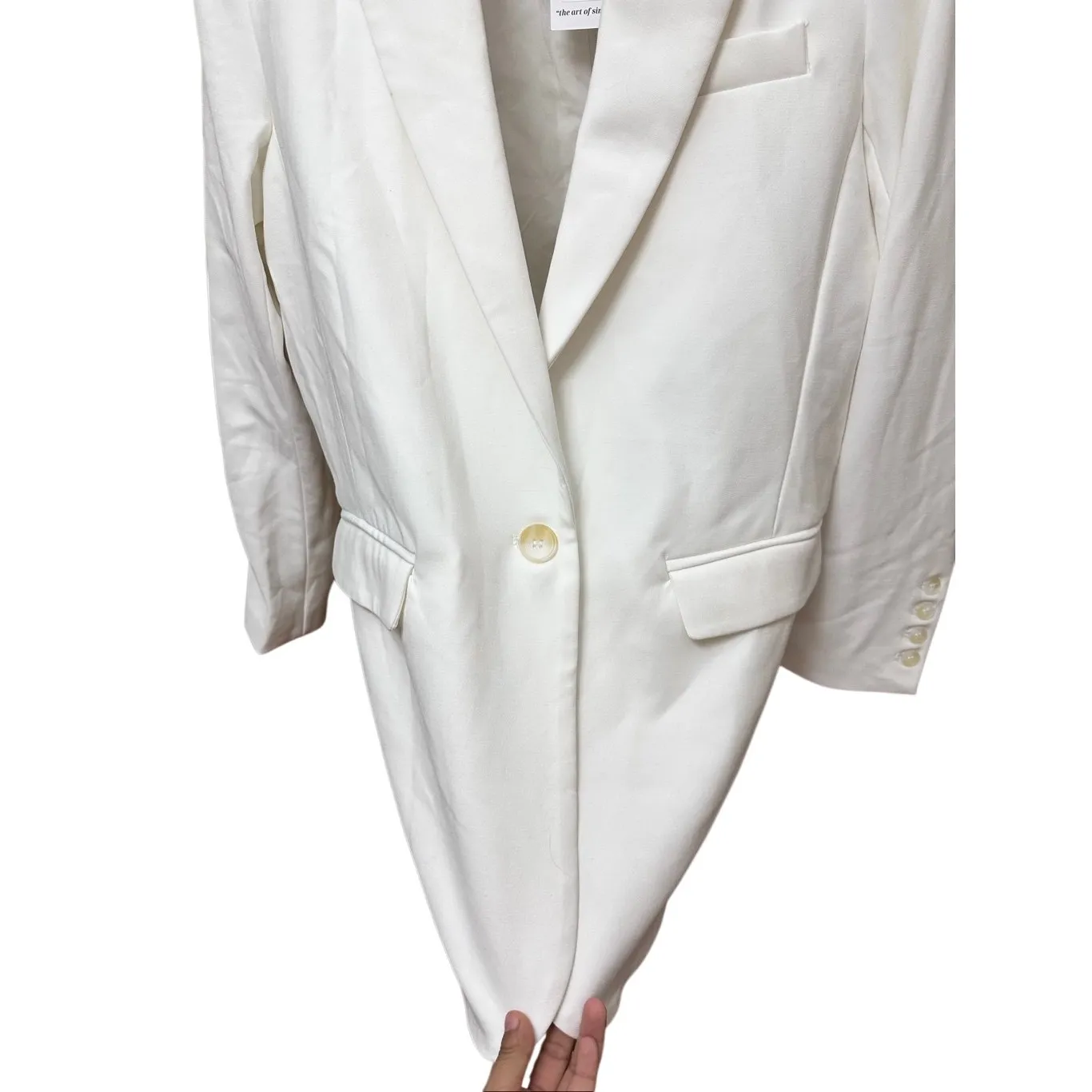 BOA Because Of Alice Boyfriend Blazer Size Medium Ivory White Oversized - Image 11