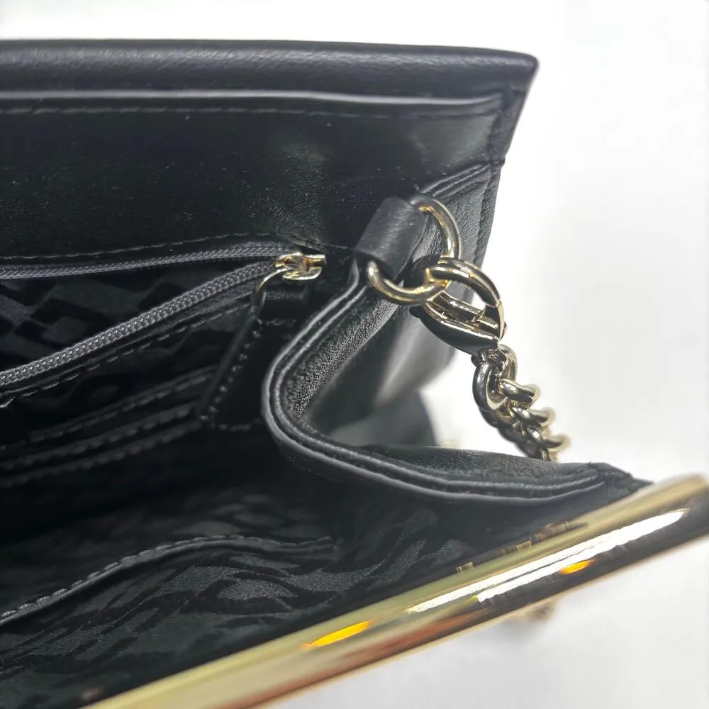 DVF Soirée Tuxedo Bag Black Leather, Suede Gold Chain - Image 6