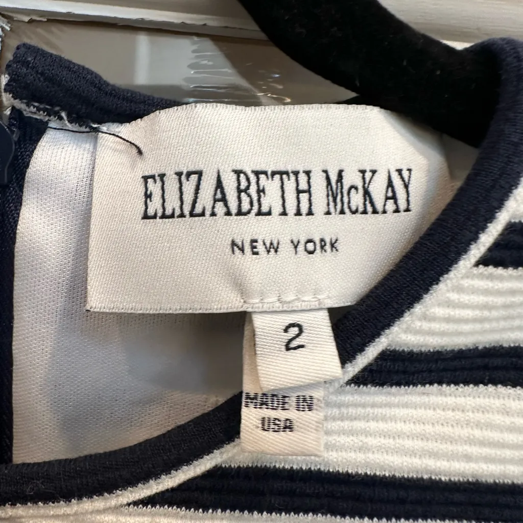Elizabeth McKay Dark Navy Stipe Nautical Preppy Retro Mini Dress Size 2 XS White - Image 8