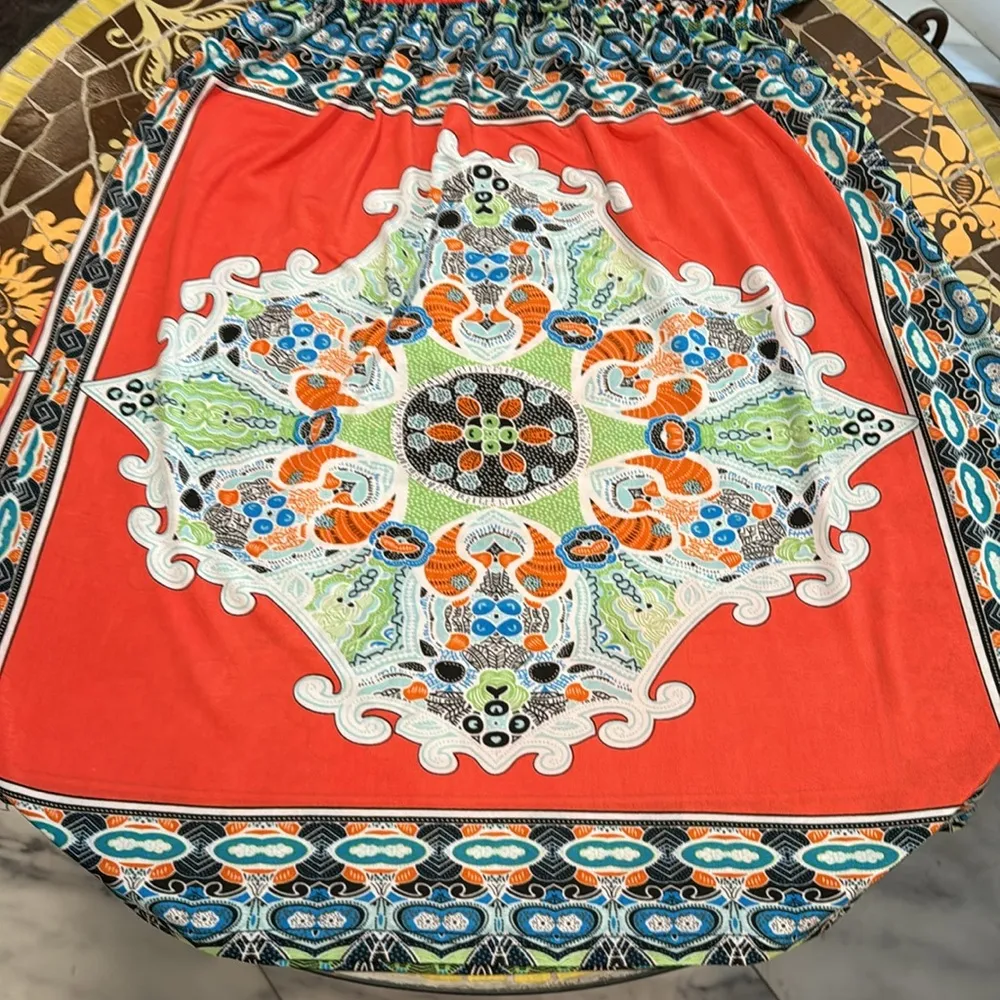 BOHEMIAN JERSEY DRESS SZ: M Blue Size M - Image 3