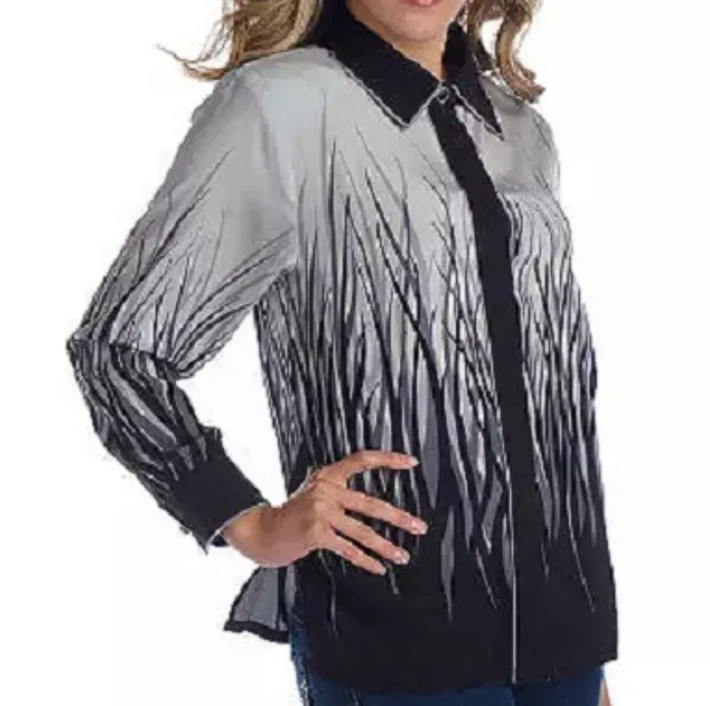 Bob Mackie Wearable Art meadowlands Silk Blouse - Image 4