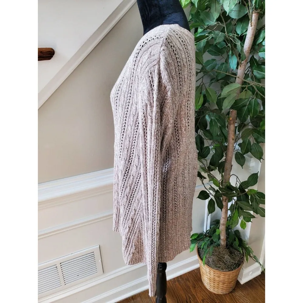 APT.9 Women Beige Cotton Round Neck Long Sleeve Casual Cardigan Sweater Size XL - Image 5