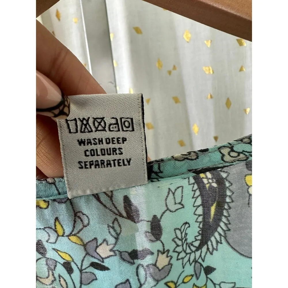 Aditi Wasan Raj 100% Cotton Semi Sheer Paisley Lightweight Tunic Cover Up Blouse Gray - Image 8