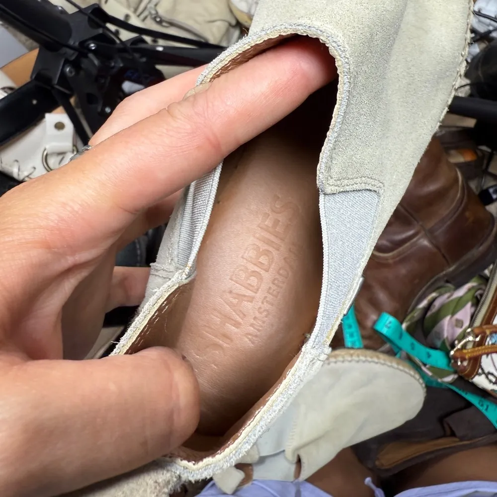 Shabbies Amsterdam Suede Leather Shoes Boots Size 37 US 6.5 Slip On Espadrilles Gray - Image 12