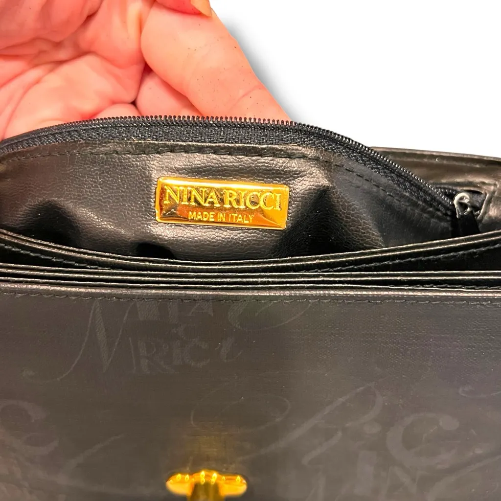 Nina Ricci Black Leather Shoulder Bag, Stylish Pre - Image 3