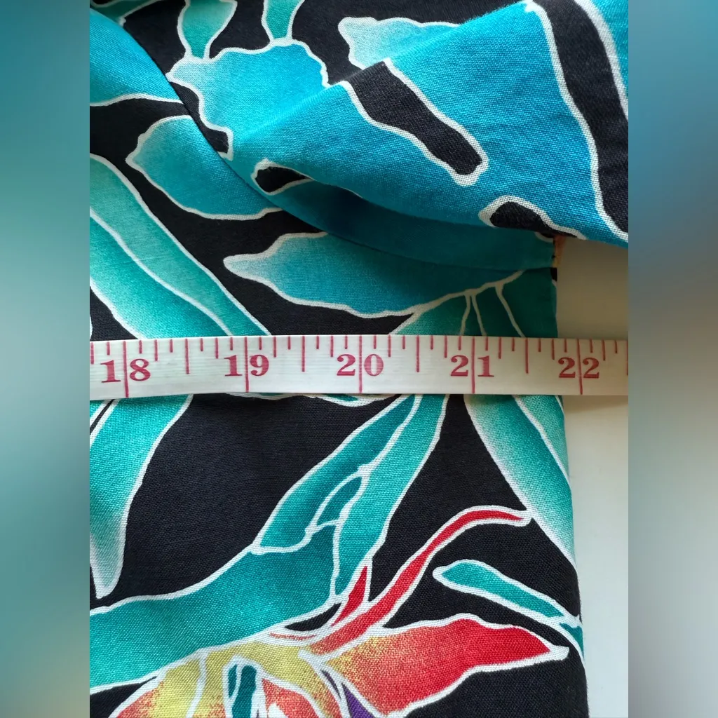 Womens Hilo Hattie Large Long Muumuu Ruffle Neck Blue Tropical‎ Print Dress - Image 7