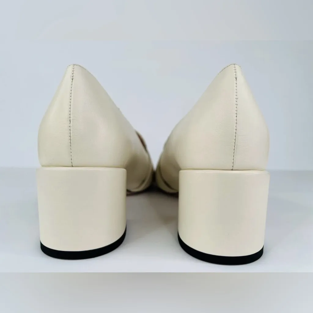Gucci Blondie Women's Natural Gg Logo Leather Block Heel Pumps Size EU 40.5 - Image 6