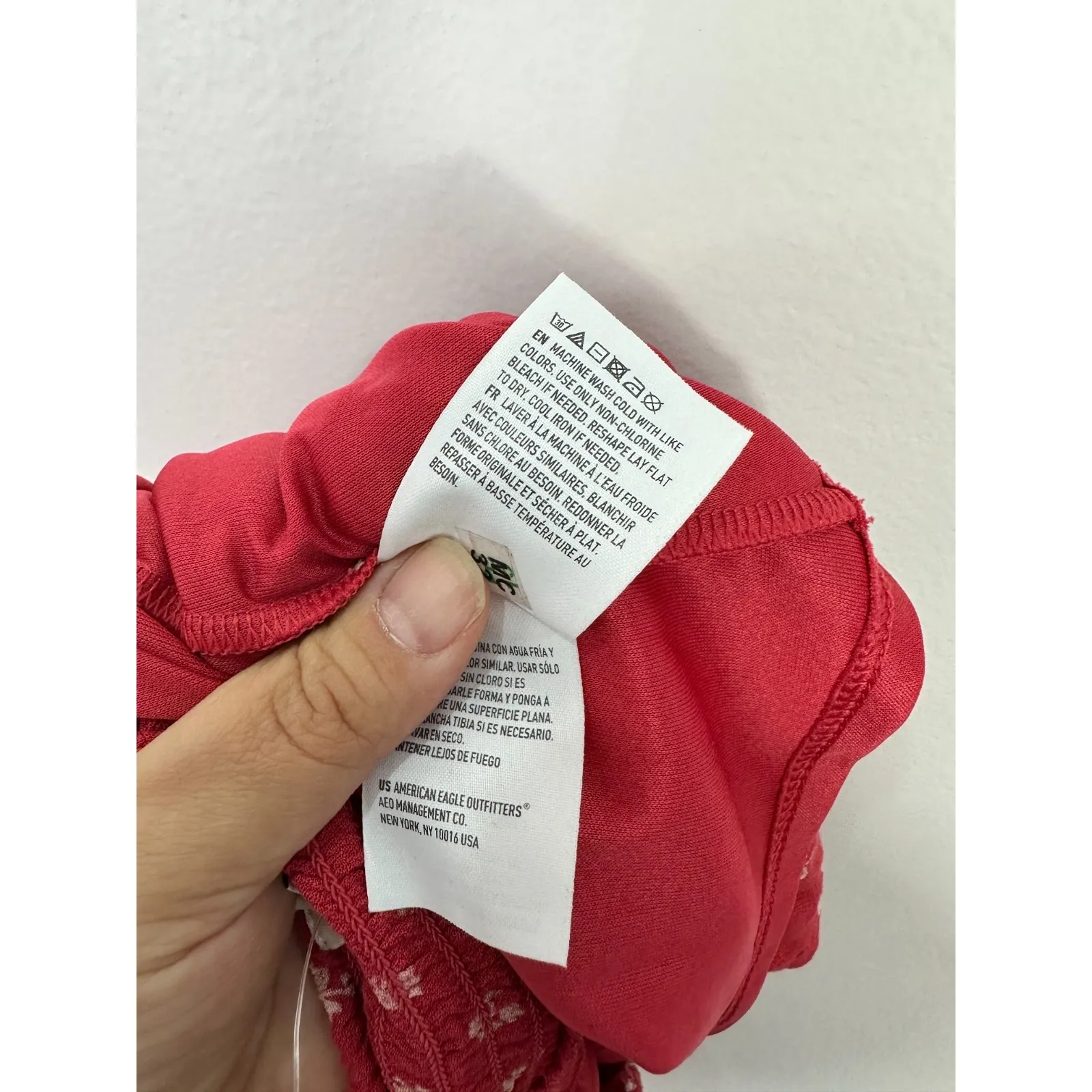 American Eagle Mini Skirt M Red Floral Tiered Boho Cottagecore Festival Y2K - Image 7