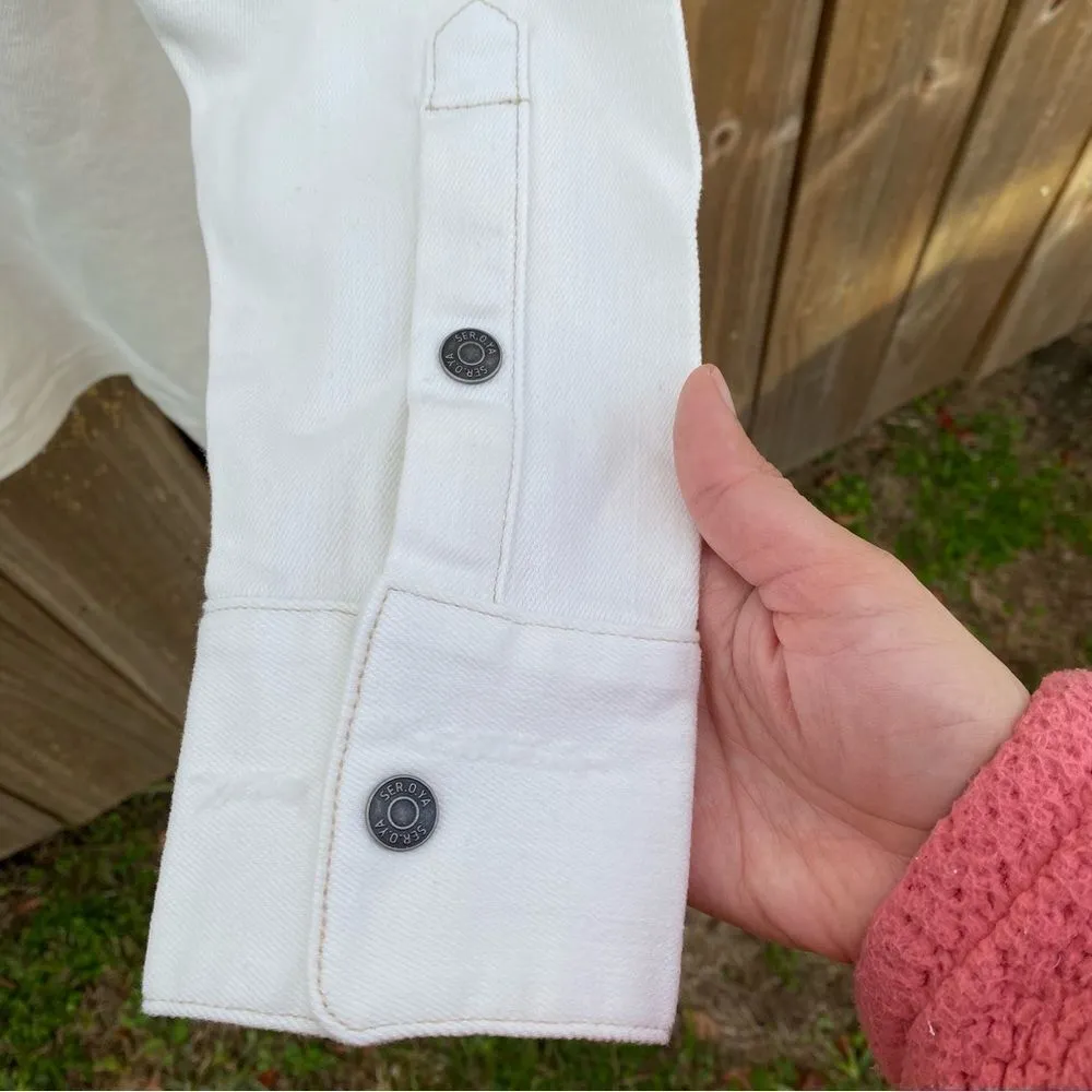 Ser.O.Ya Marcus Oversized Denim Jacket in Arizona Distressed White Size M - Image 8