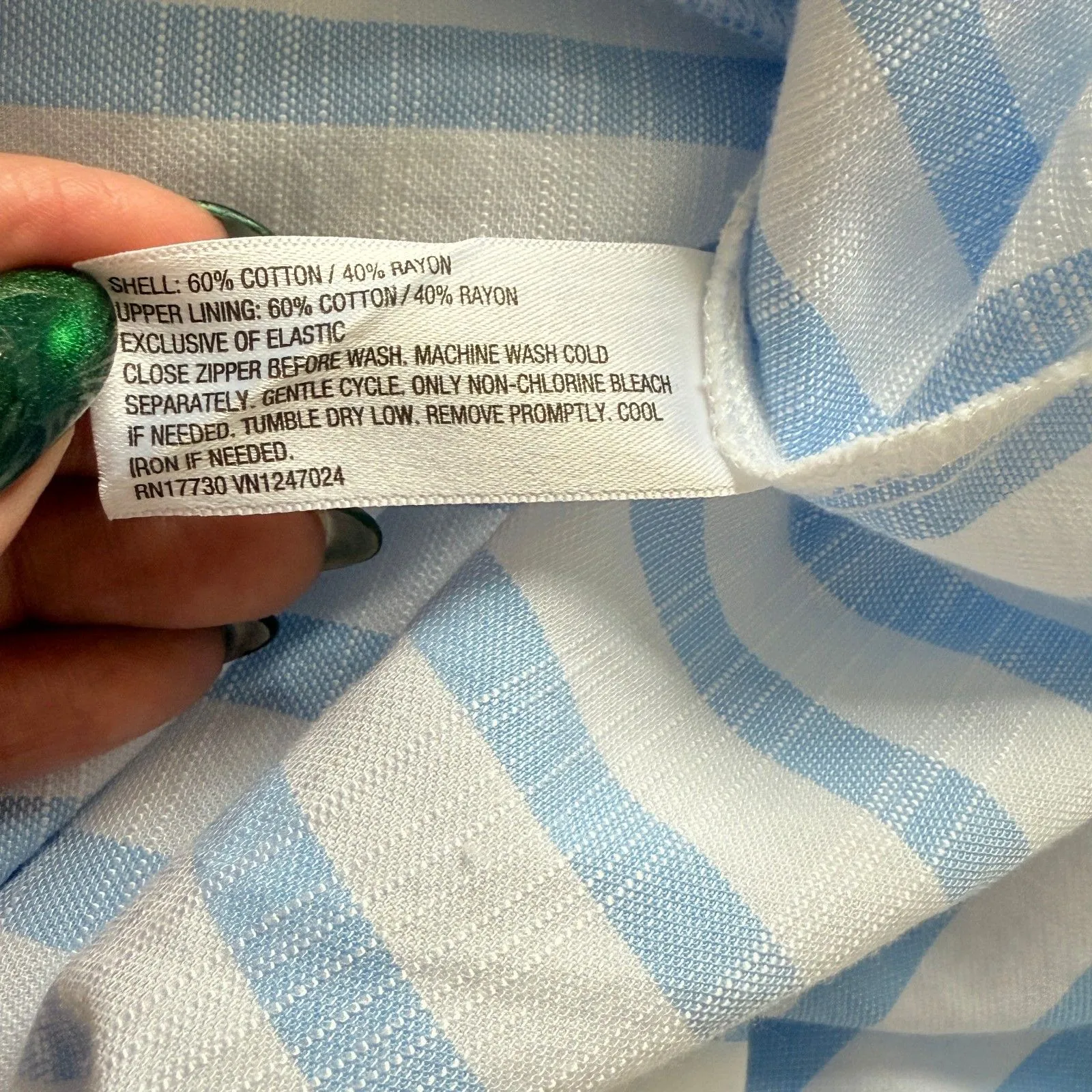 A New Day Blue White Striped Short Sleeve Midi Dress Coastal Grandma Prep Sz 17 - Image 8