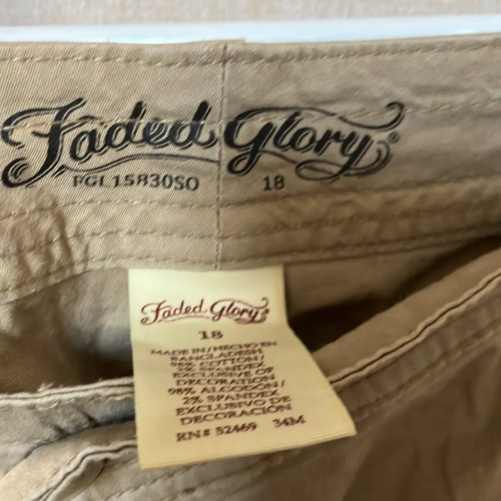 FINAL MARKDOWN Faded Glory Cargo capris Casual Lightweight 18 - Image 5