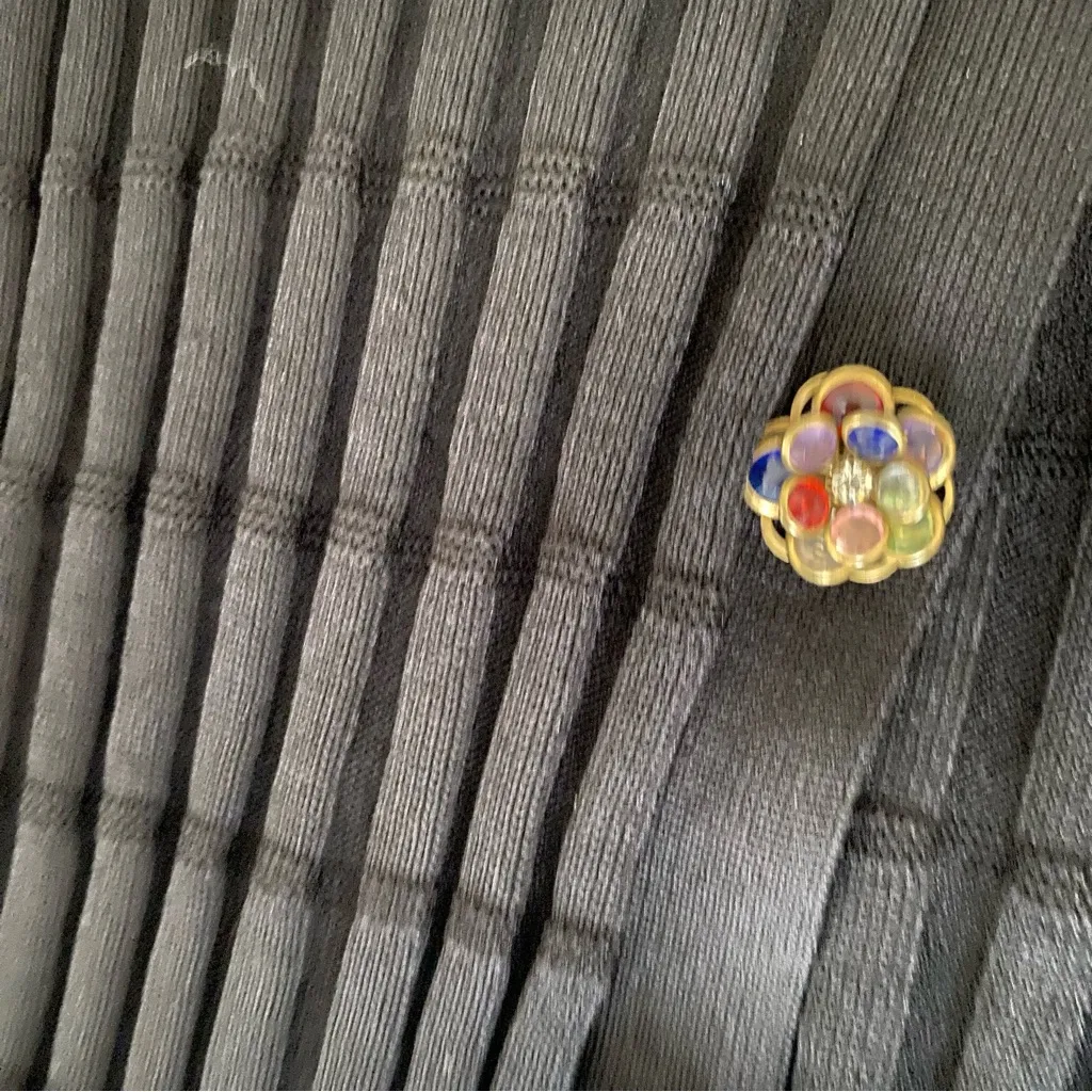 Heather B Ribbed Stretch Cardigan Sweater Black L Size L - Image 5