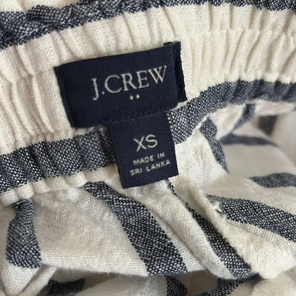J. Crew Striped Linen Cotton Blend Wide Leg Paper-bag Pants Size XS - Image 4