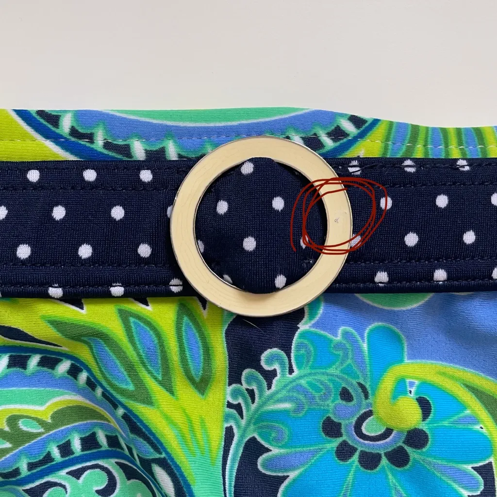 Swim Systems Belt Ring Low Rise Port Royal Paisley Polka Dot Bikini Bottom NWT Blue Size XS - Image 11