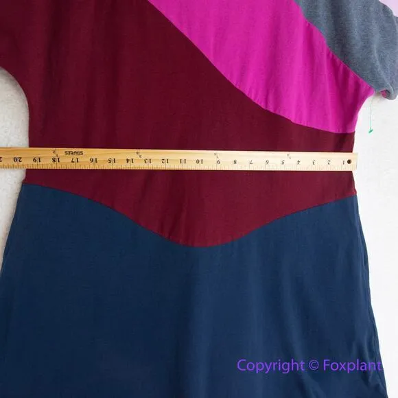 Eshaki Curved colorblock‎ cotton knit shift dress, size 16W - Image 4