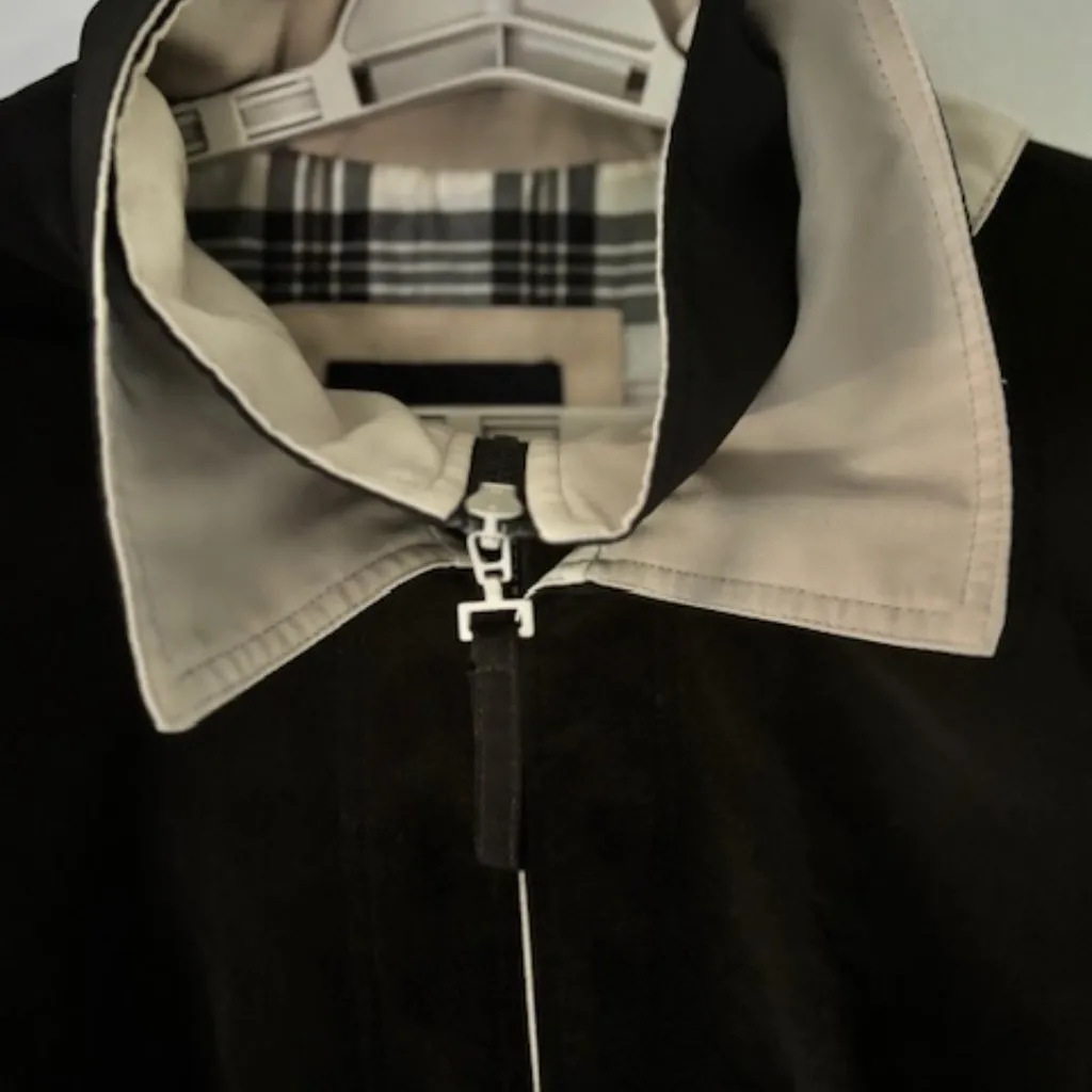 Nautica Rain Coat Jacket Women 1X Pockets Zip Black Tan Neutral Hood Mock Neck - Image 8