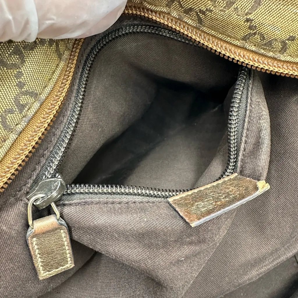 GUCCI GG Crystal Small Tote Bag Gold Gray Brown - Image 13