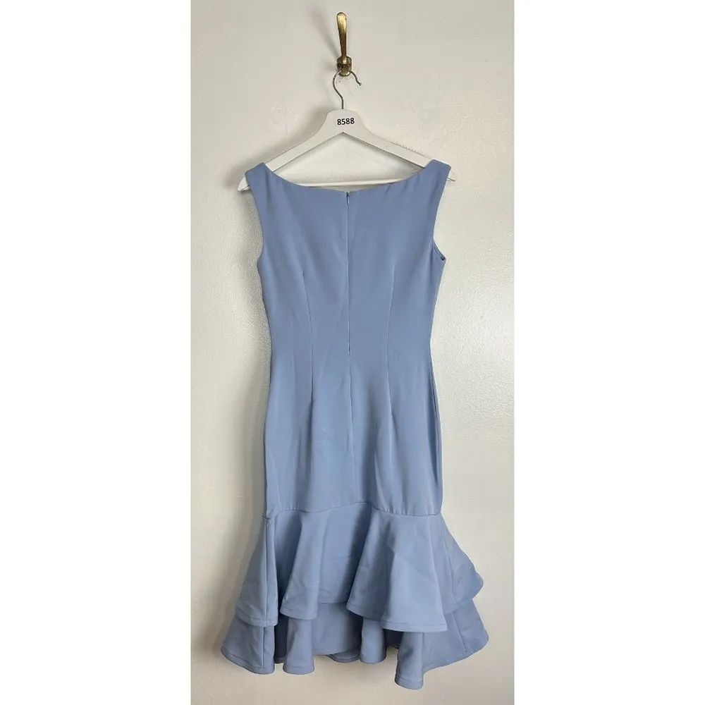 ALBERTO MAKALI 3-D Flower High Neck Midi in Powder Blue Size US 4 - Image 4