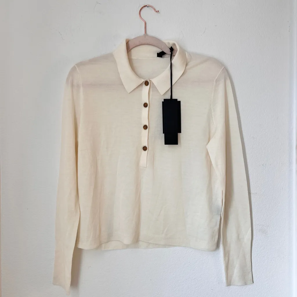 Jenni Kayne Grayson Pullover Ivory Medium Long Sleeves 100% Merino Wool NWT - Image 3