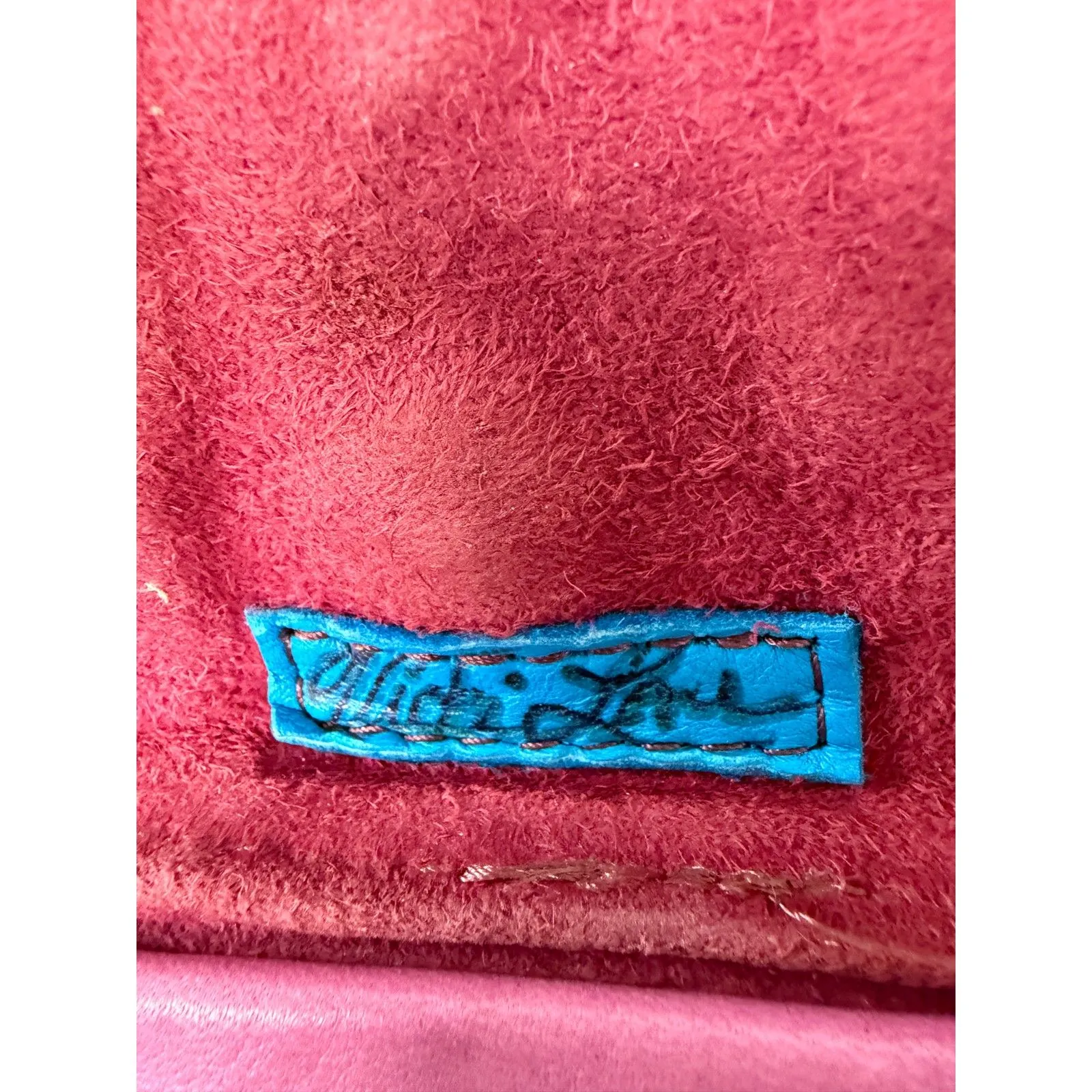 Vicki Love Artisan Crafted Pink Purple Fringe Crossbody Purse Handbag - Image 7