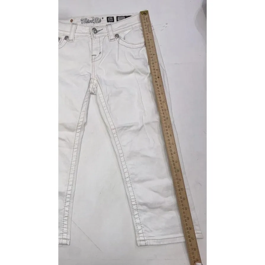 Miss Me Preppy Designer Equestrian Western Embellished White Denim Capris 26 - Image 6