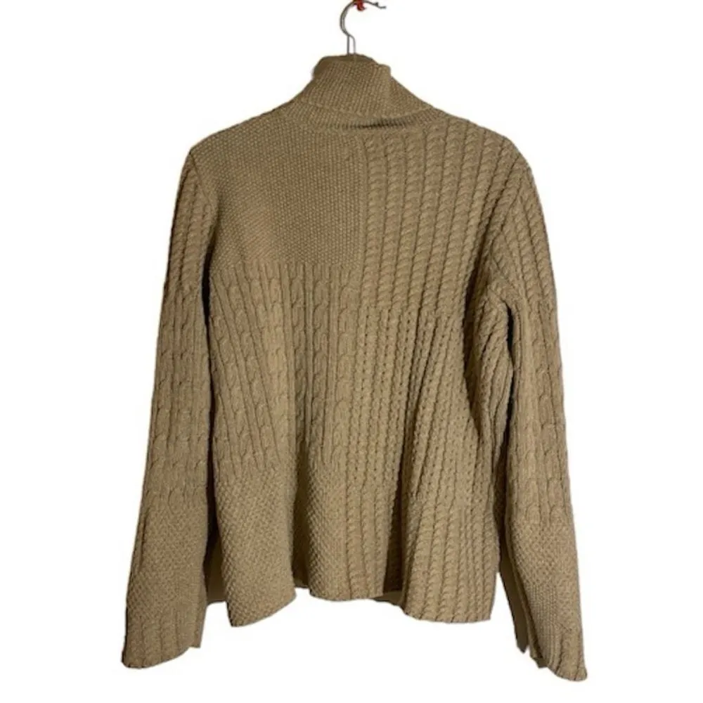 Classic Elements Turtleneck Sweater Multi Stitch Tan Large - Image 2