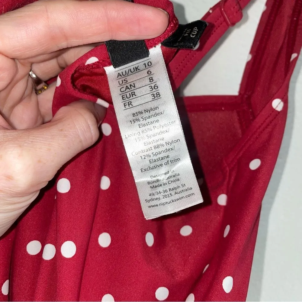 Nip Tuck Swim Size 6 Joanne Red Polka Dot One Piece Bikini - Image 6